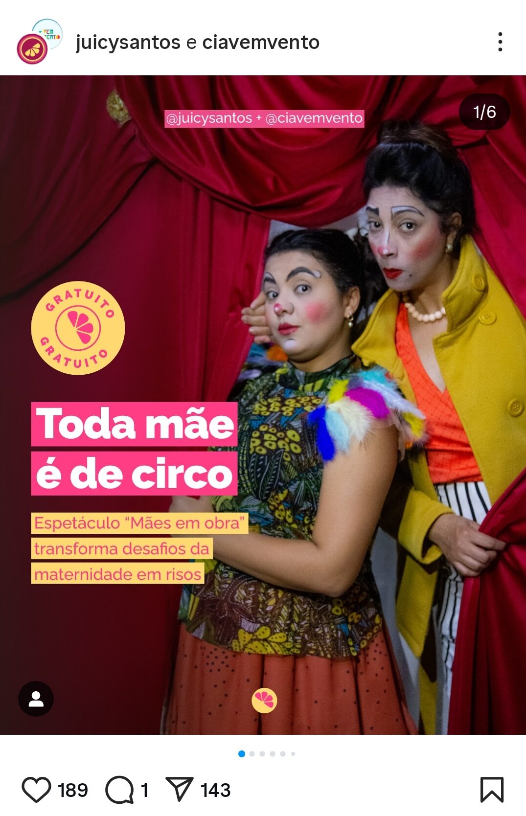 Publicação cultural do Juicy Santos